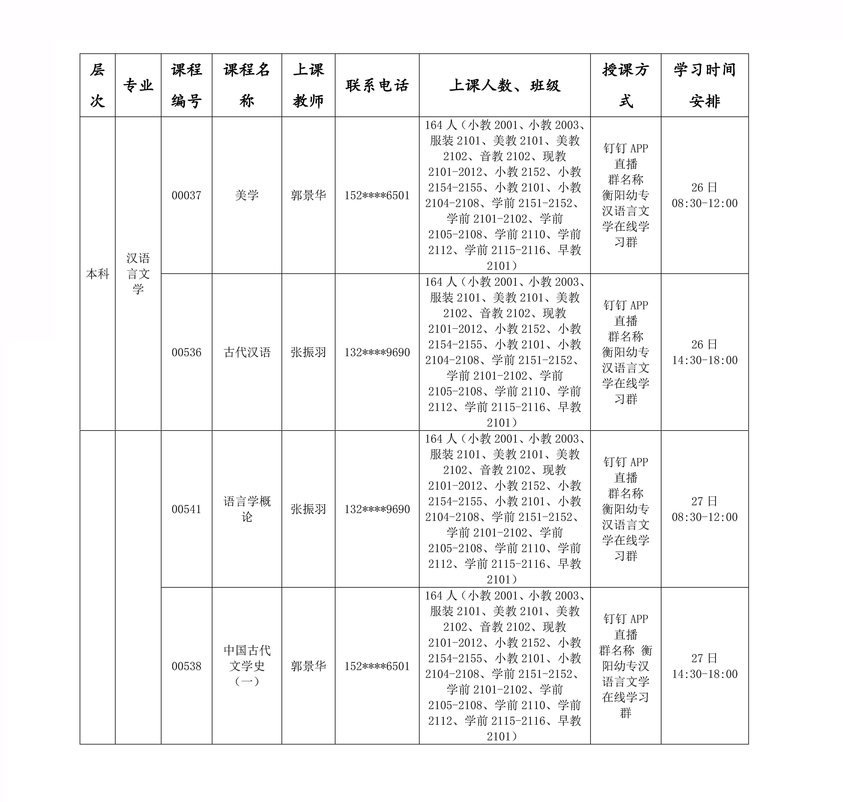 高等教育自考怀化学院衡阳幼高专助学点2022年3月串讲安排表